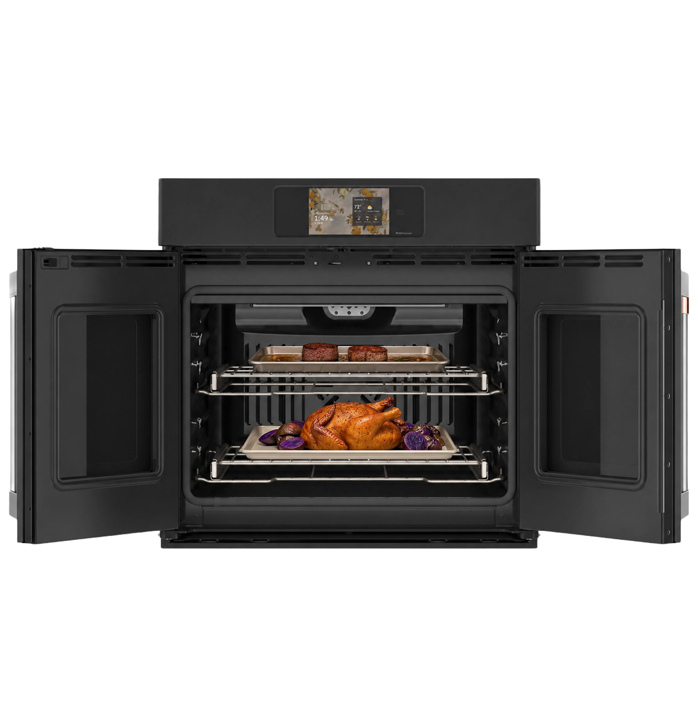 Alt View 15. Café - 30" Smart Built-In Single Electric Convection French-Door Wall Oven with Air Fry and Precision Cooking Modes - Matte Black.