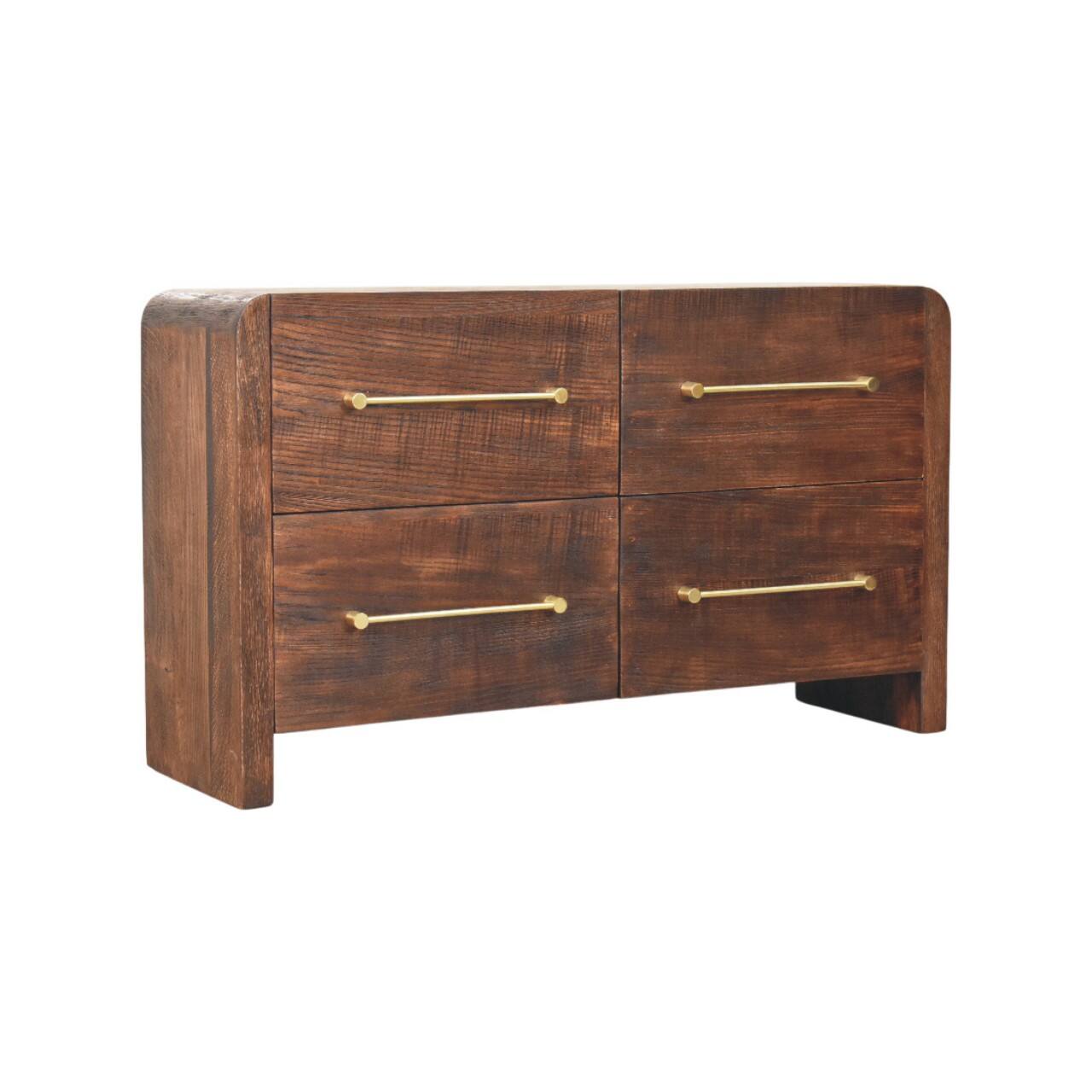 Left. Artisan Furniture - Artisan Furniture Solid Wood Copenhagen 4-Drawer Chest in Smoked Oak - Brown.