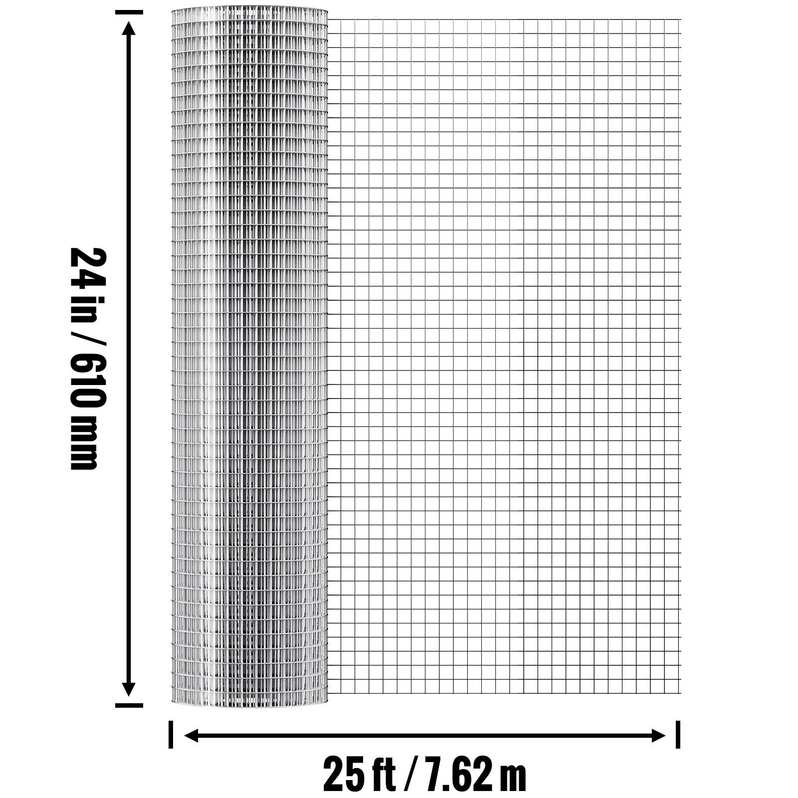 24 in / 610 mm / 25 ft / 7.62 m