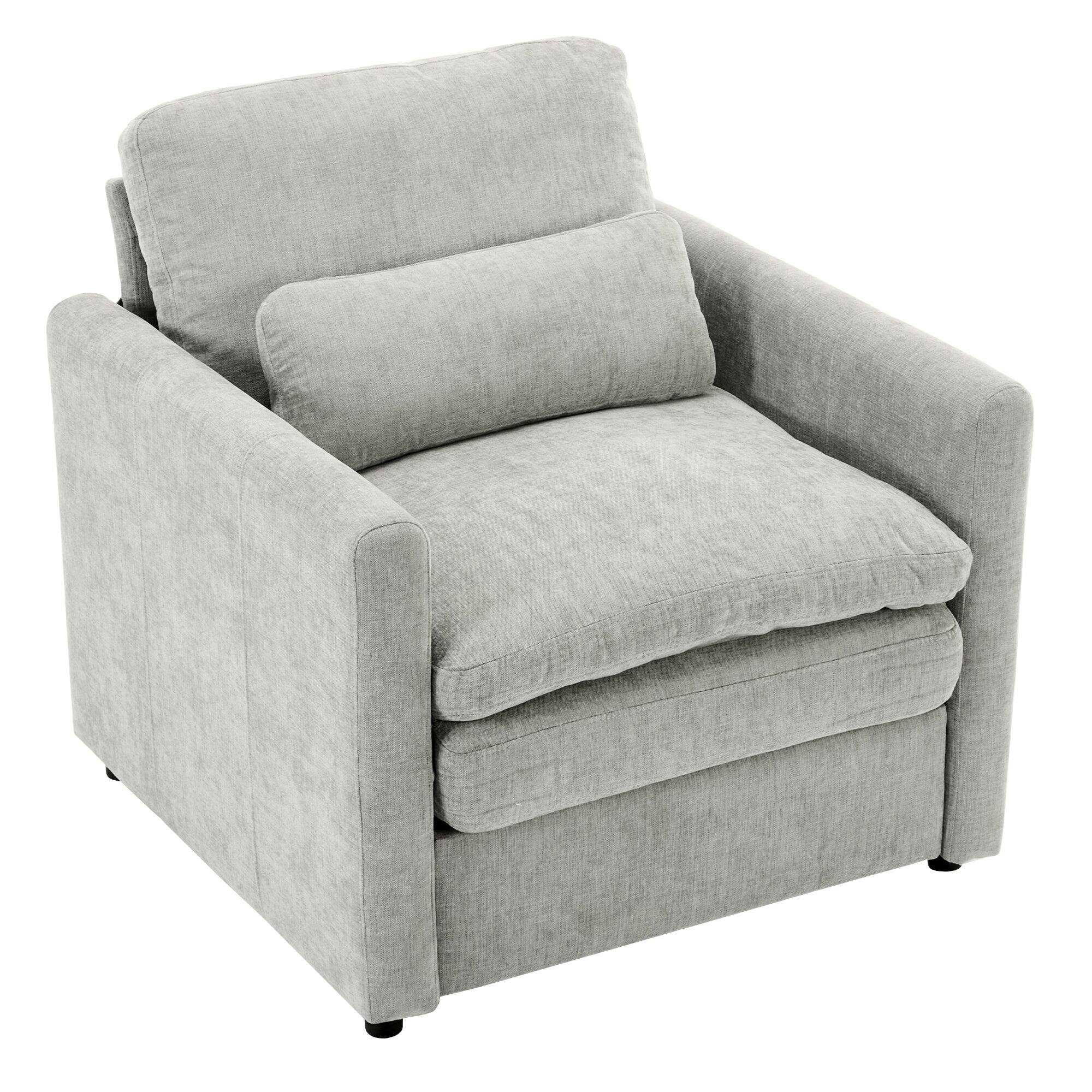 Alt View 1. Boyel Living - 31.9 inch Ergonomic Support Double Cushion Comfort Sofa Luxury Cloud Armchair for Living Room in Light Gray - Light Gray.