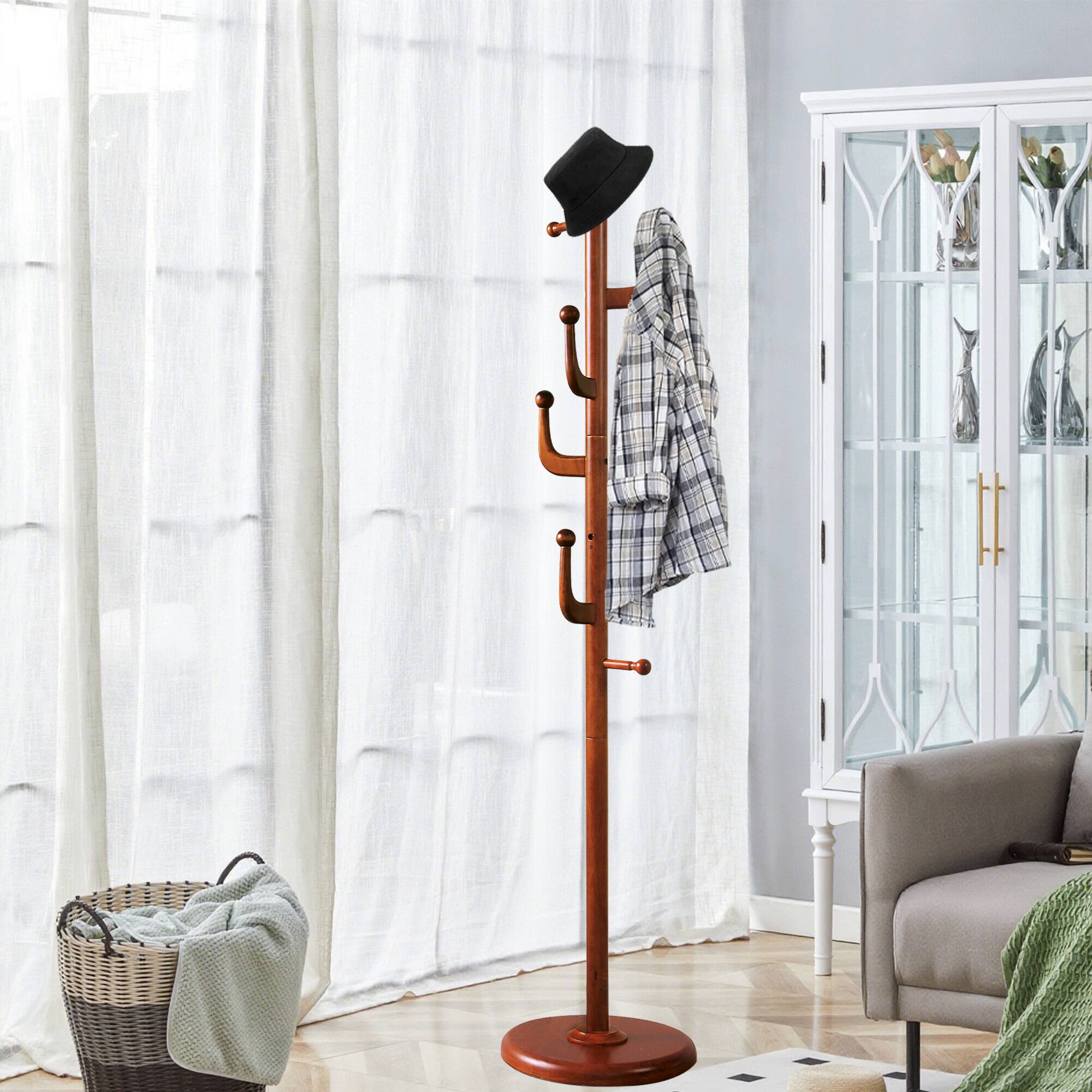 Alt View 6. Chateau Abodes - Wood Coat Rack Freestanding with 7 Hooks, Tree Branch Design & Sturdy Base for Entryway, Hallway, Bedroom - Walnut.