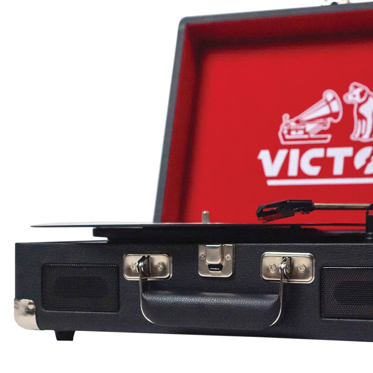 Back. Victor - Victor Vsrp-800-bk Metro Dual-bluetooth Belt-drive Suitcase Turntable, Vsrp-800 (black) - Black.