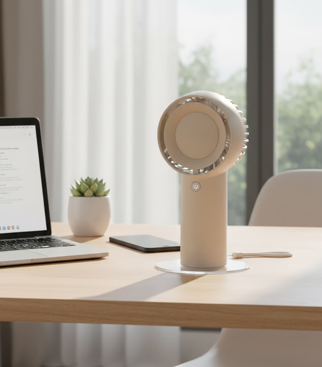 Alt View 3. FINEAK - 4000mAh 5-Speed Handheld Turbo Fan 16H Cooling Portable Pocket Fan Brown.