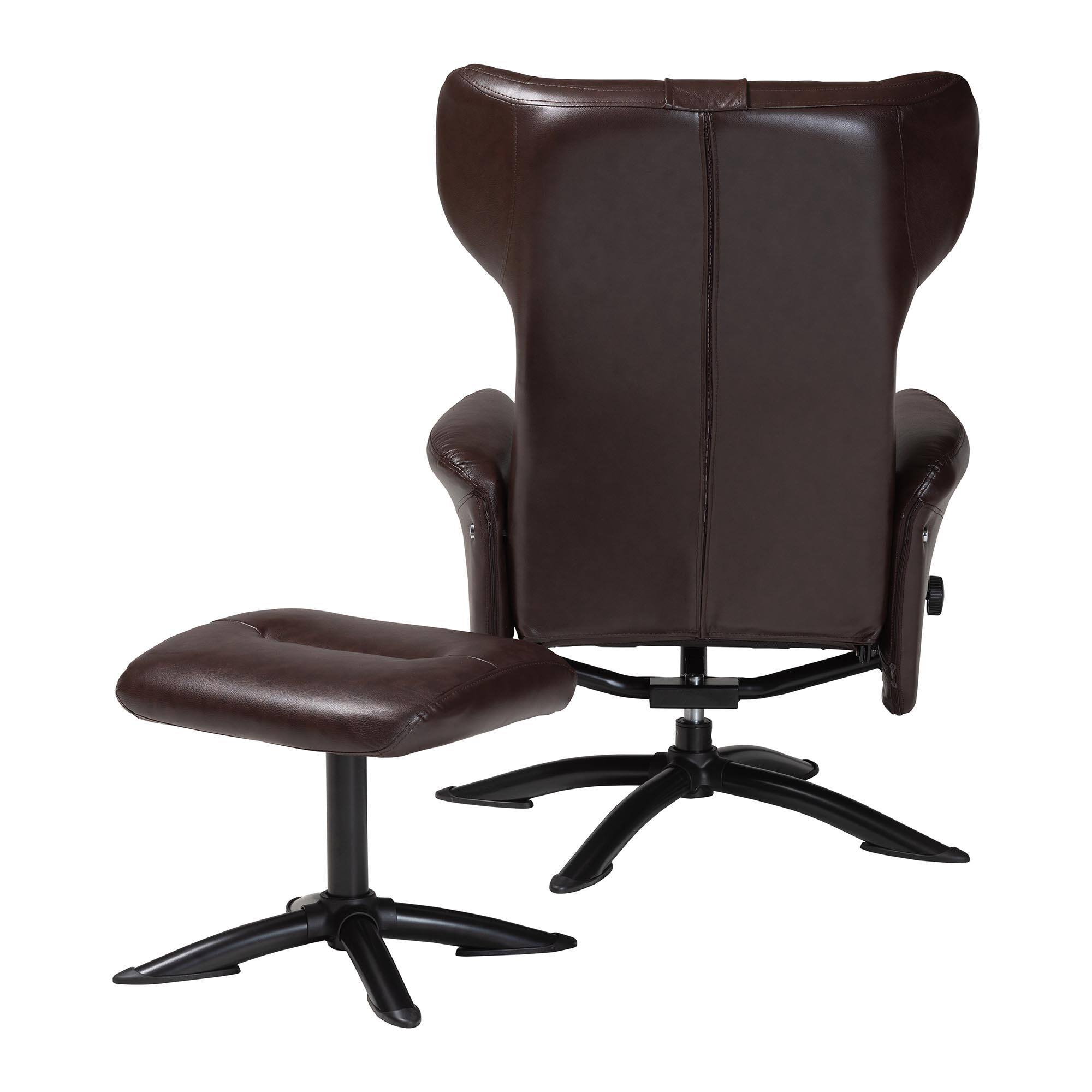 Alt View 1. Baxton Studio - Elwood Modern Faux Leather 2-Piece Lounge Chair and Footrest Set - Dark Brown/Black.