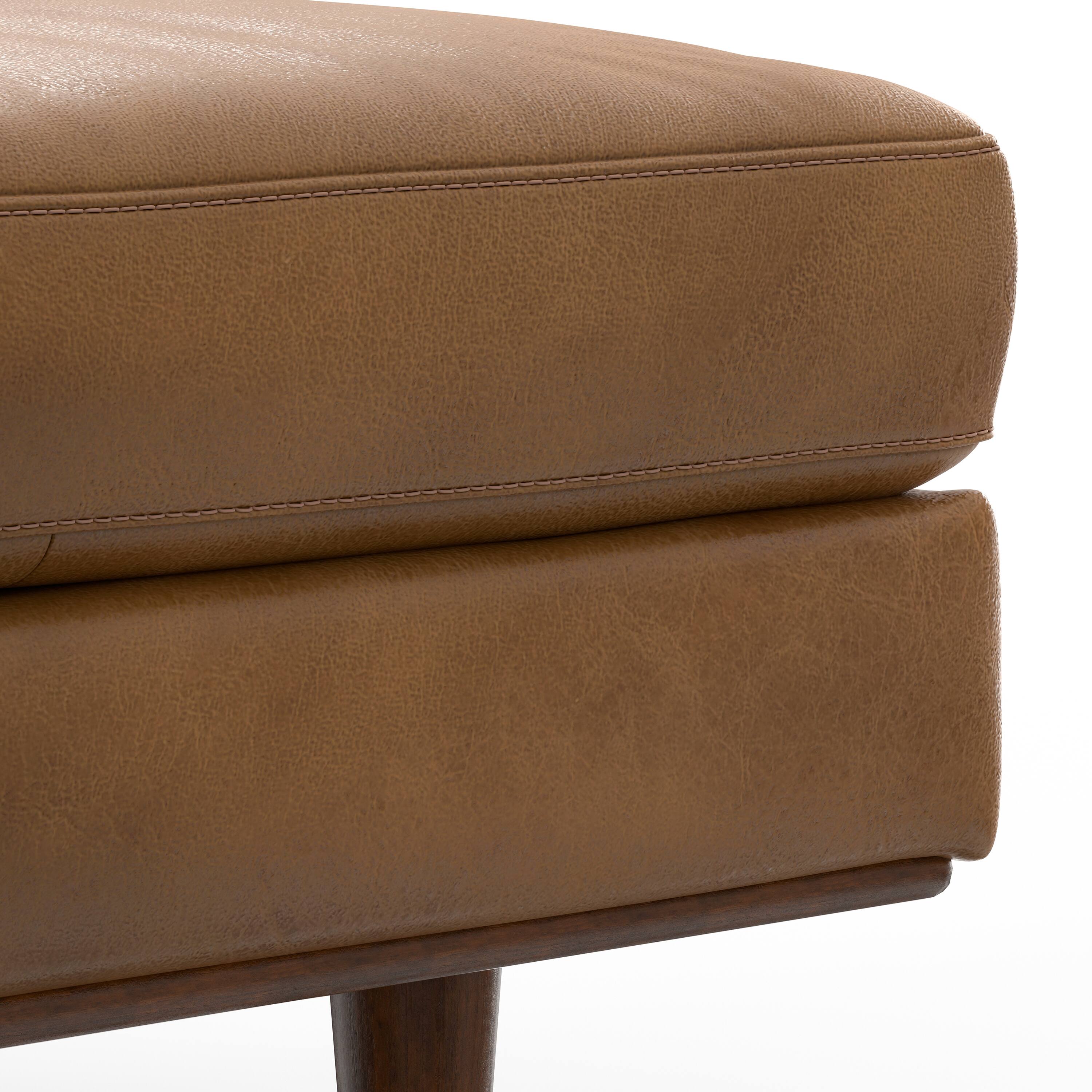 Alt View 1. Simpli Home - Morrison 33 inch Wide Mid-Century Modern Table Ottoman in Caramel Brown Top Grain Genuine Leather - Caramel Brown.