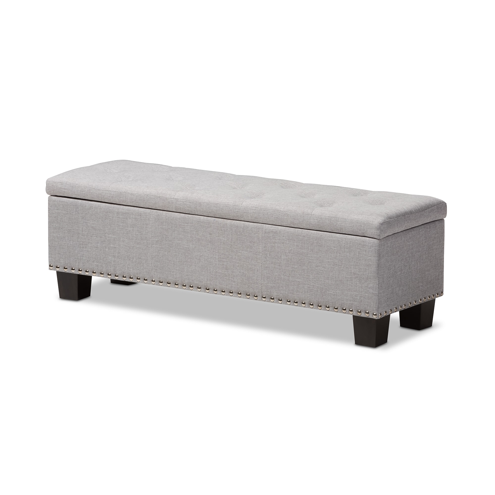 Baxton Studio - Hannah Modern and Contemporary Fabric Upholstered Button-Tufting Storage Ottoman Bench - Grayish Beige