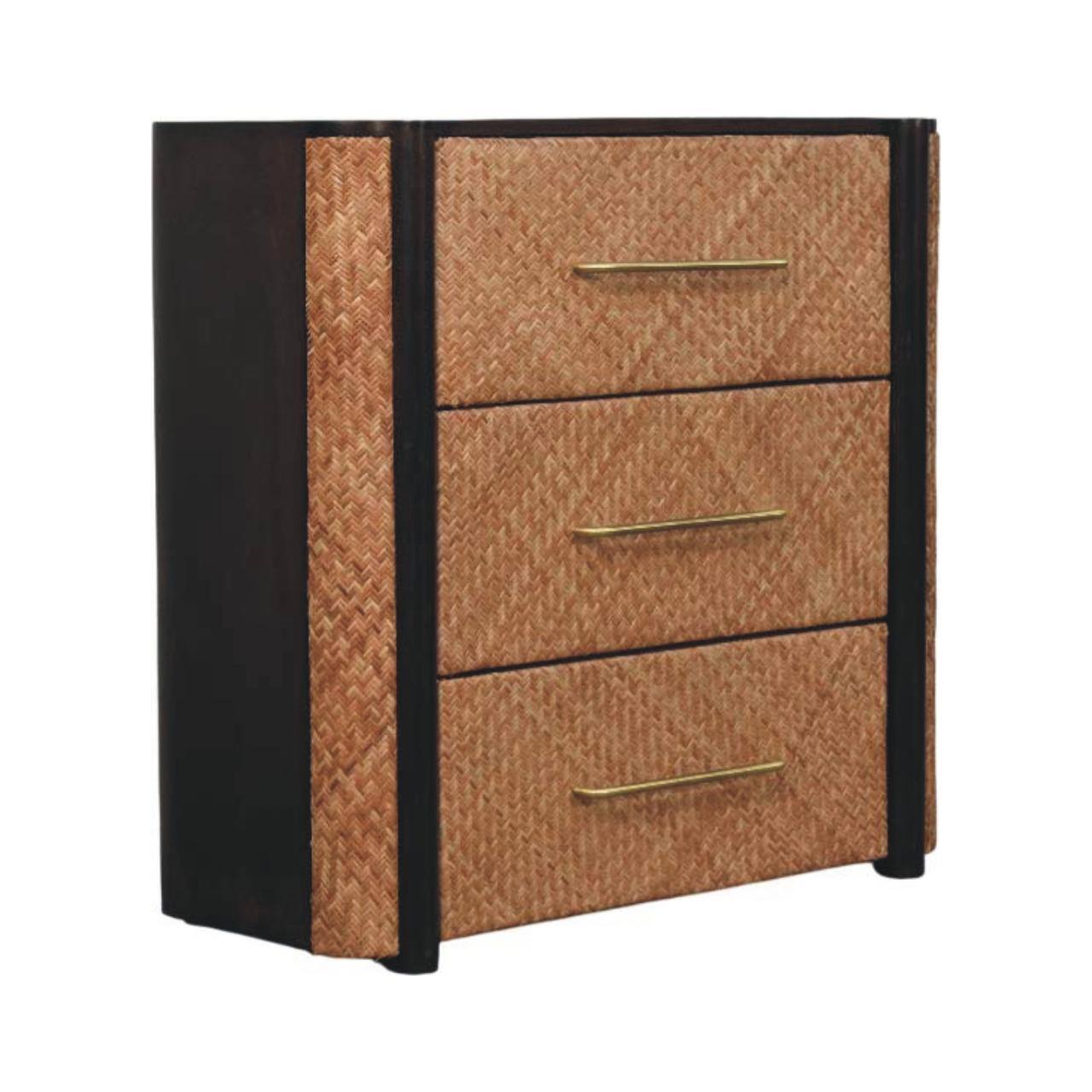 Angle. Artisan Furniture - Artisan Furniture Solid Wood Havana Weave 3 Drawer Chest - Brown.