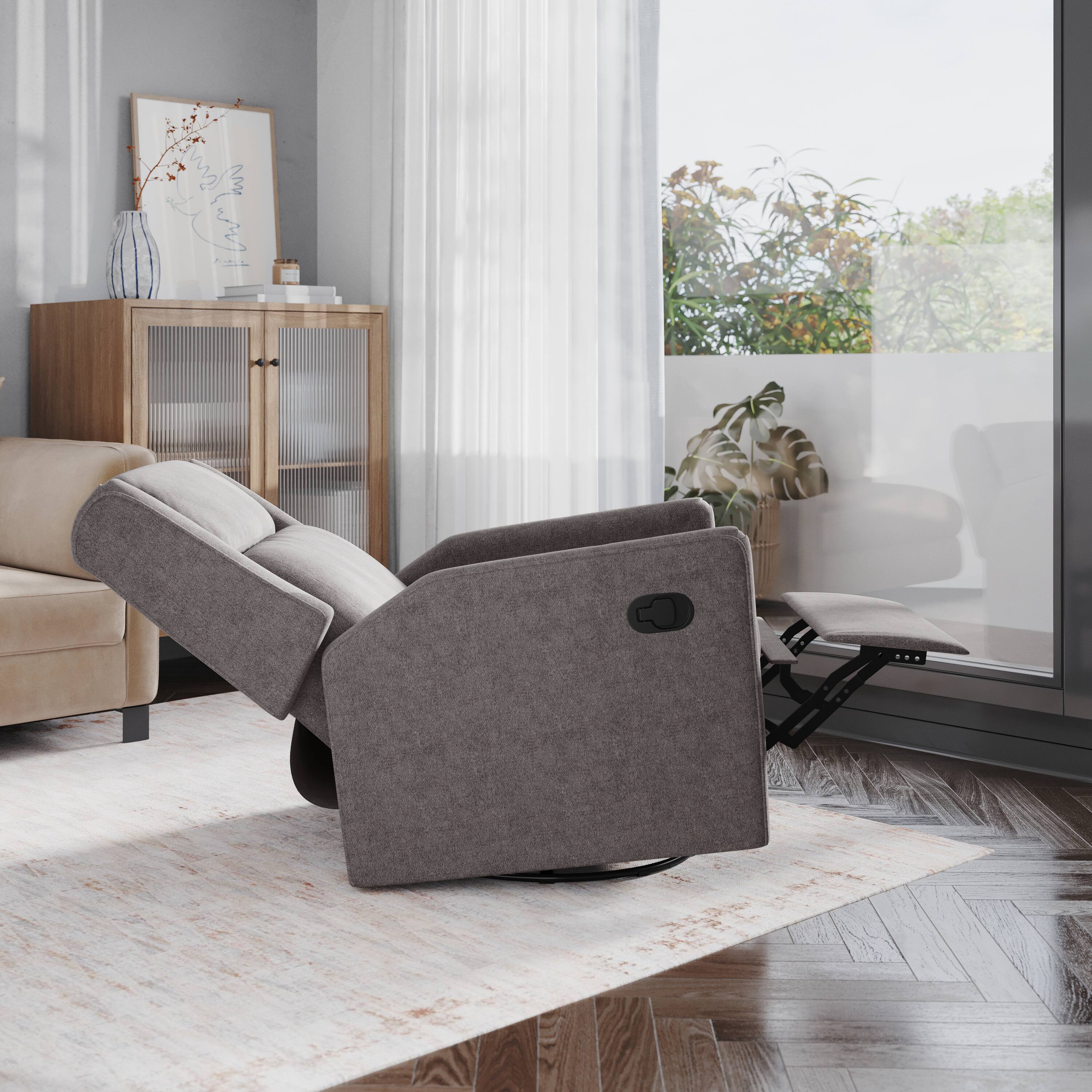 Alt View 3. Emma + Oliver - Mari Manual Glider Rocker Recliner with 360 Degree Swivel Perfect for Living Room, Bedroom, or Nursery - Dark Gray.