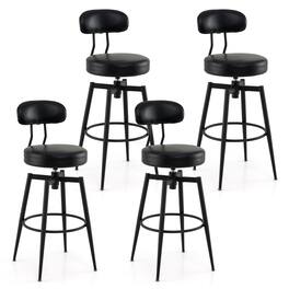 Costway - Swivel Barstools Set of 4 Faux Leather Bar Height Chairs with Upholstered Seat - Black