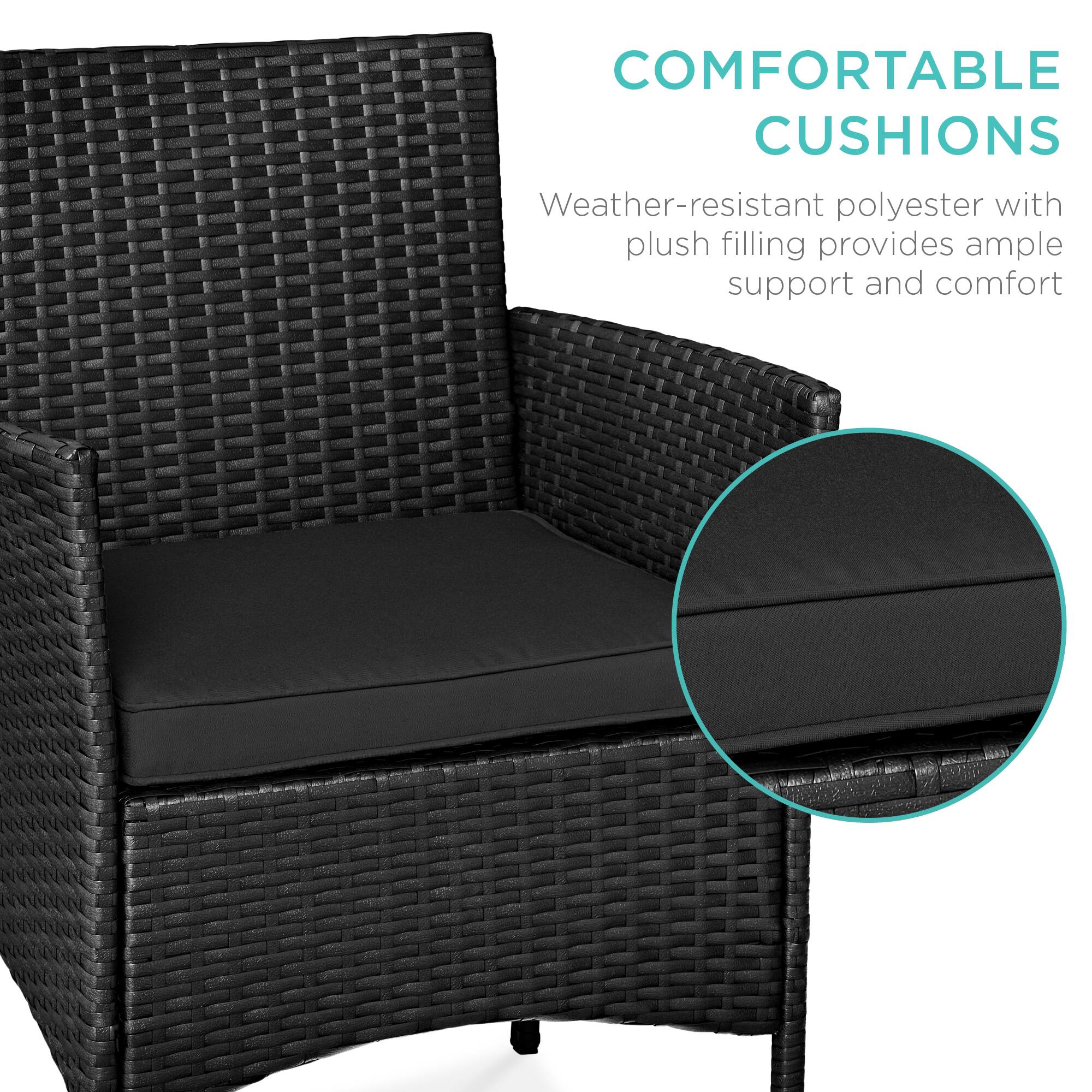 COMFORTABLE CUSHIONS

Weather-resistant polyester with plush filling provides ample support and comfort