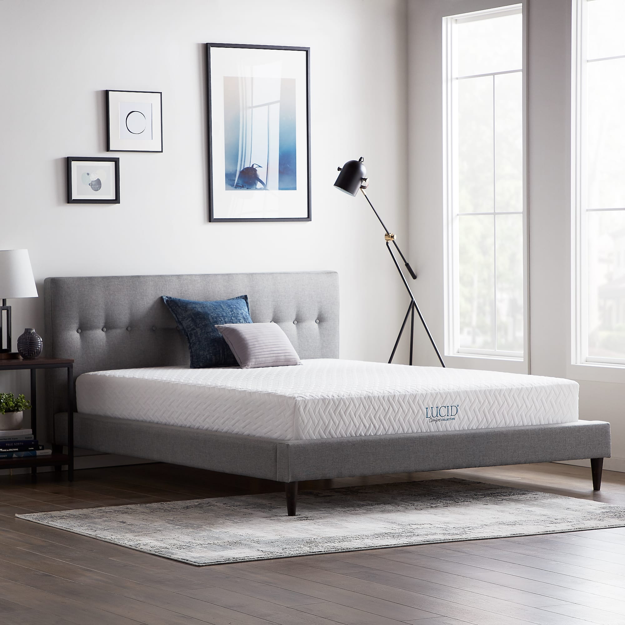 Angle. Lucid Comfort Collection - 8-inch Firm Gel Memory Foam Mattress - Twin - White.