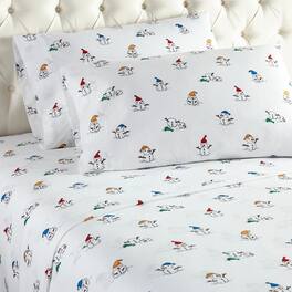 Shavel Home Products - Micro Flannel Printed Deep-Pocket Sheet Set, Full - Snowman