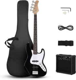 Winado - 4 String Electric Bass Guitar, PB-Style Full Size Standard Right Handed Beginner Kit with 20W AMP, Gig Bag, Strap