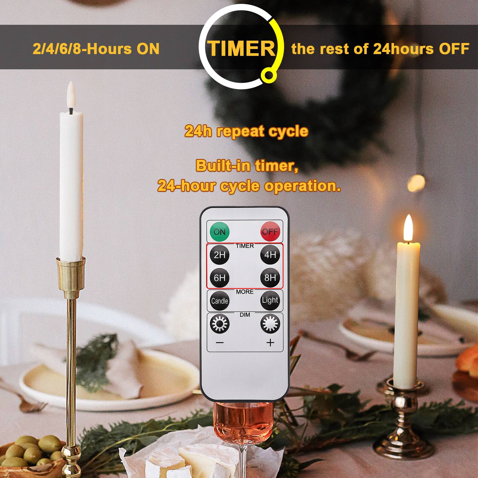 IMAGE 12 Pcs Battery Operated Taper Candles 3D Wick Flickering ...
