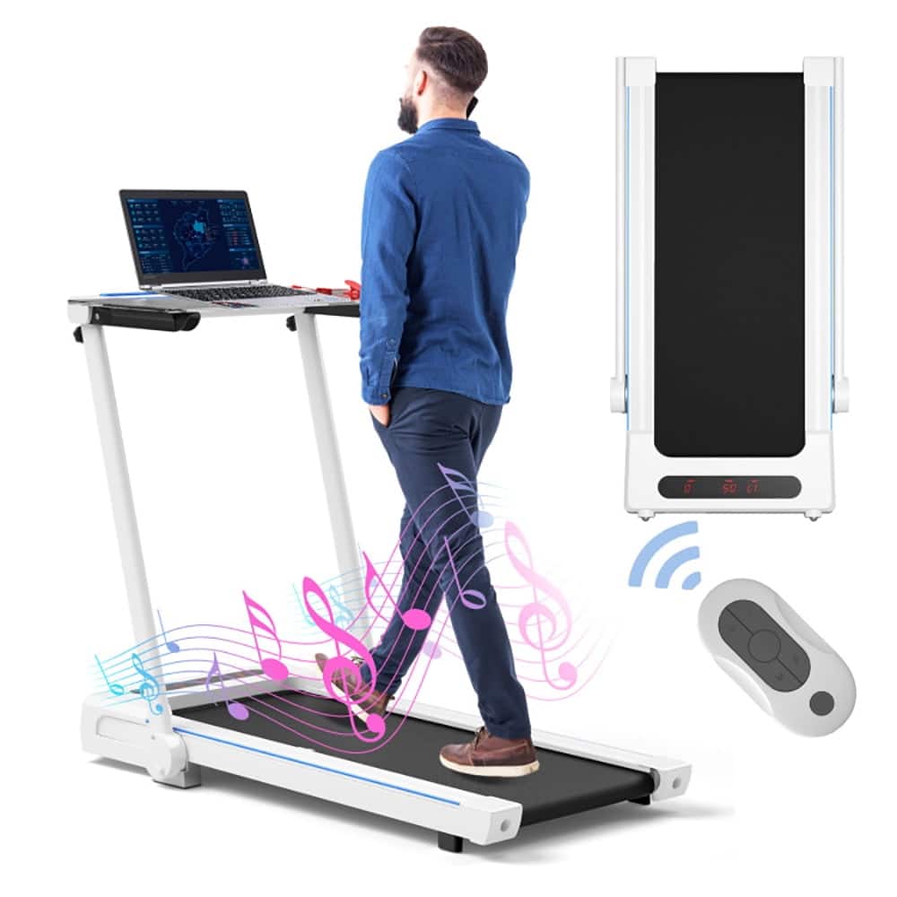 Kadyn - Treadmill, Electric Treadmill, Walking Jogging Machine,3-in-1 Folding Treadmill with Large Desk and LCD Display - White