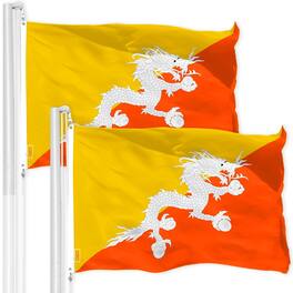 G128 - 2-Pack Bhutan Flag 3x5 ft, 150D Polyester, Brass Grommets - Assorted Colors