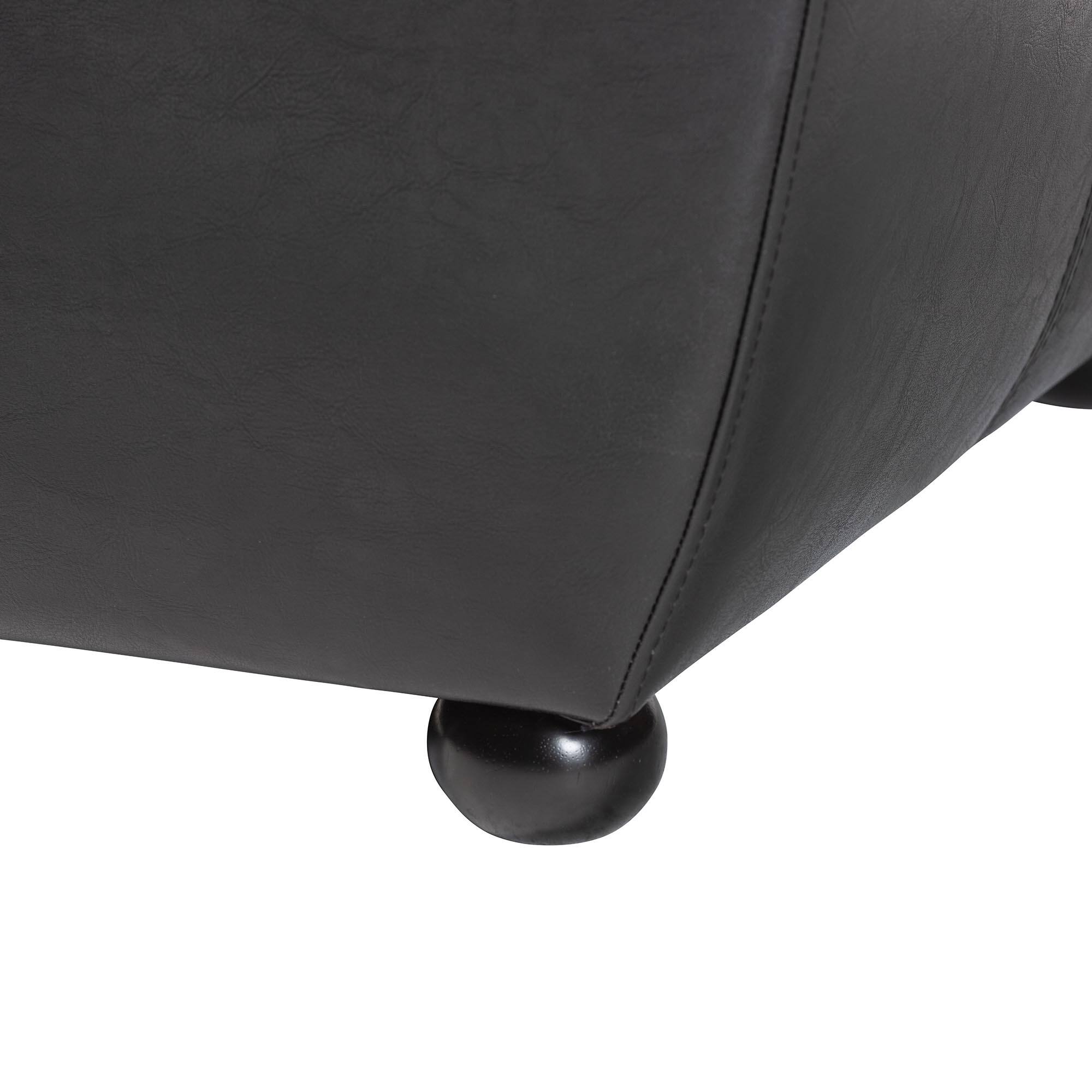 Back. Baxton Studio - Full Leather Ottoman With Rounded Sides - Black.