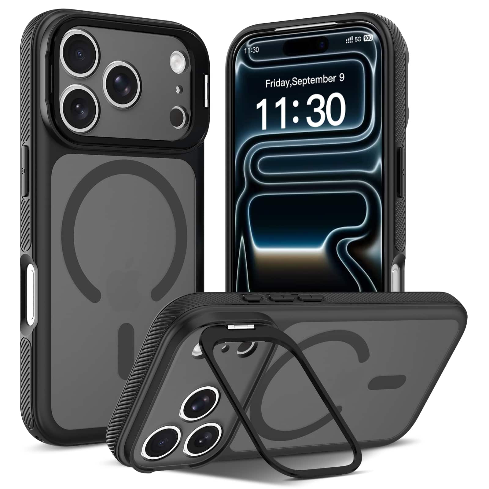UUCOVER - Magnetic Case for iPhone 17 Pro Max,Shockproof TPU+PC Matte Case Compatible with MagSafe Hidden Camera Kickstand Cover - Black price history on PriceWatchPro