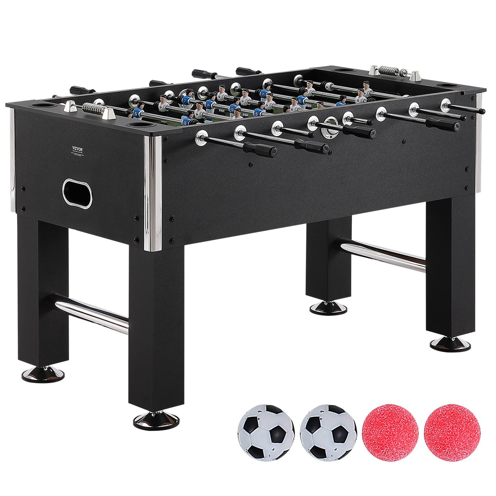 Front. VEVOR - Foosball Table, 55 inch Standard Size Foosball Table, Indoor Full Size Foosball Table for Home, Family, and Game Room - Black.