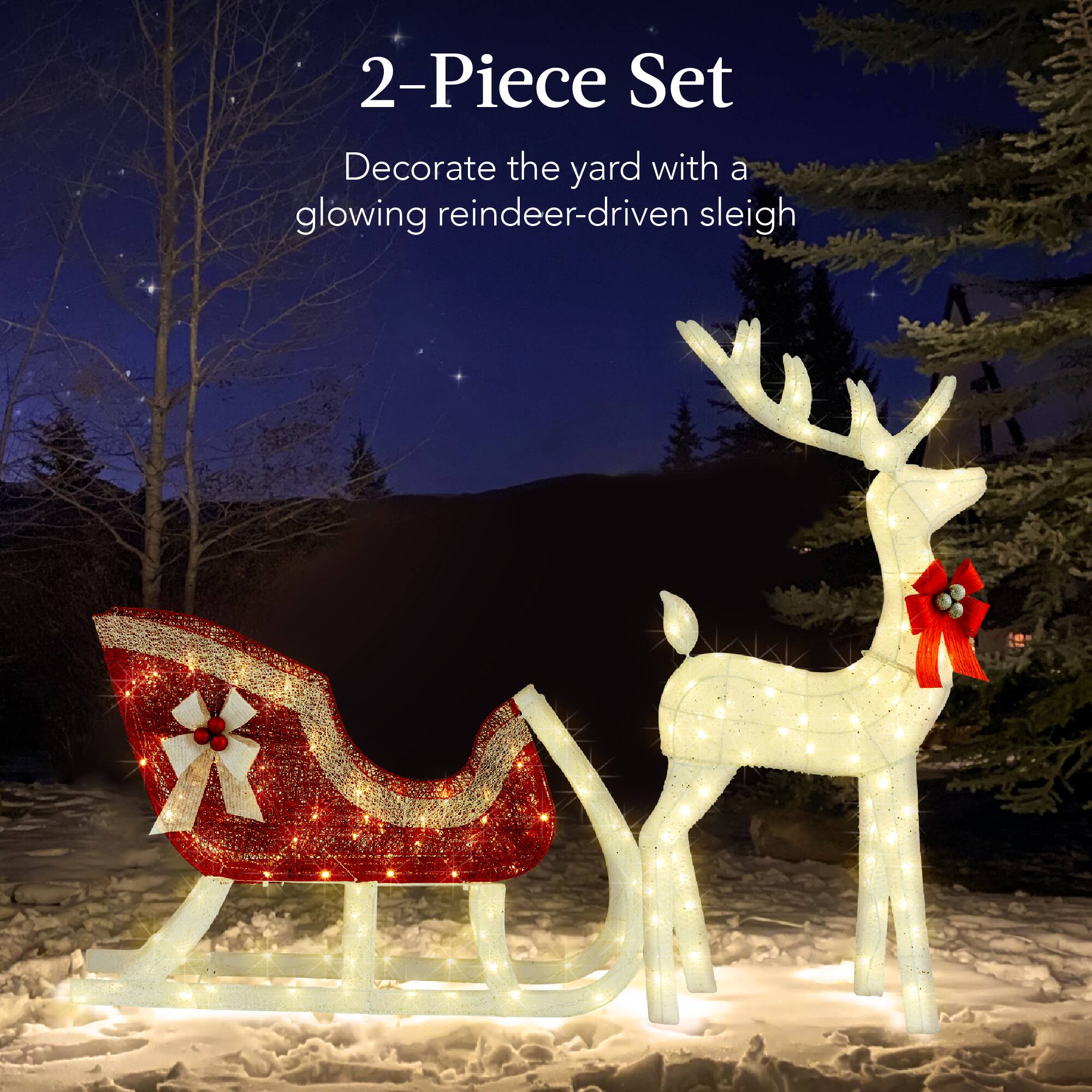 2-Piece Set

Decorate the yard with a glowing reindeer-driven sleigh