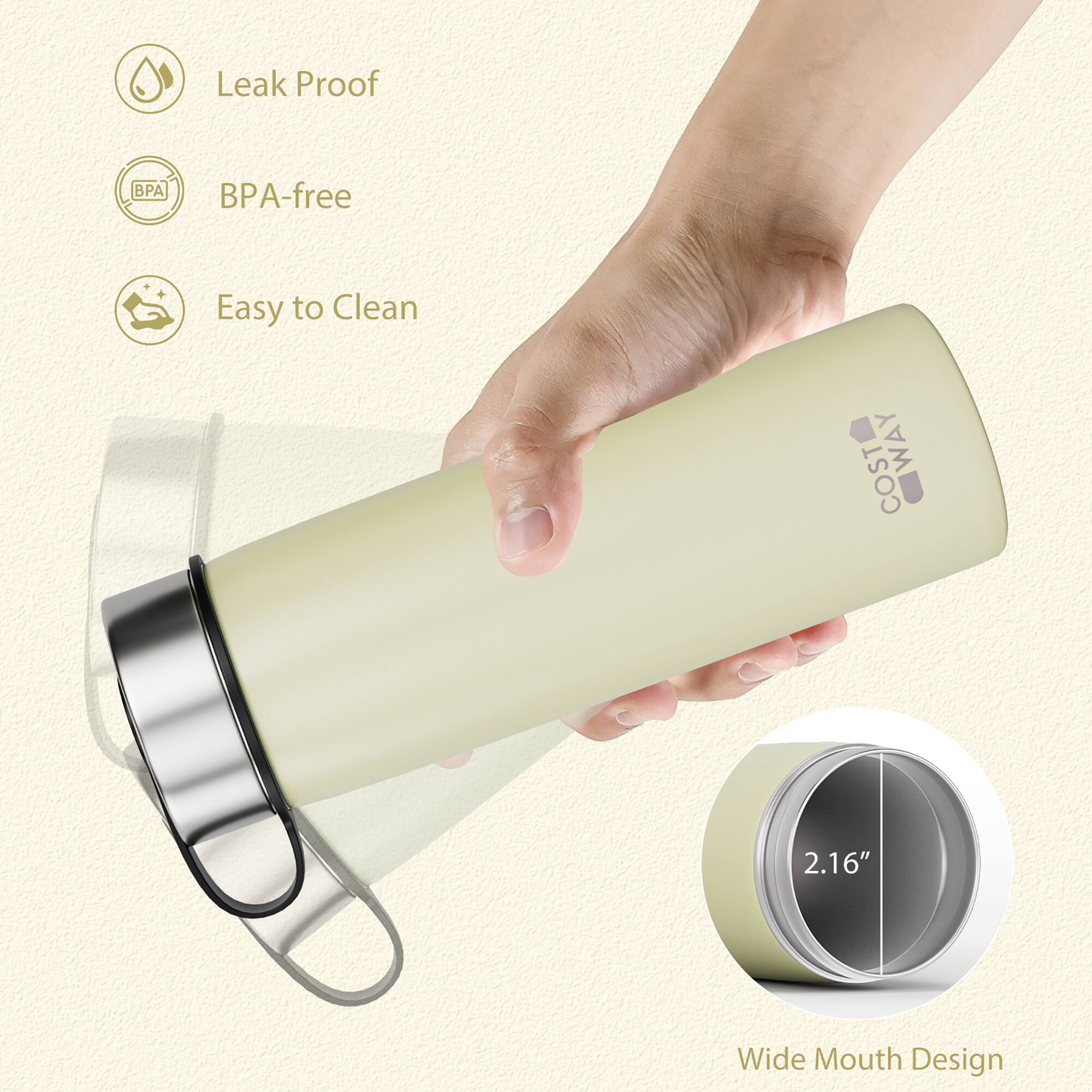 Leak Proof  
BPA-free  
Easy to Clean  
2.16" Wide Mouth Design