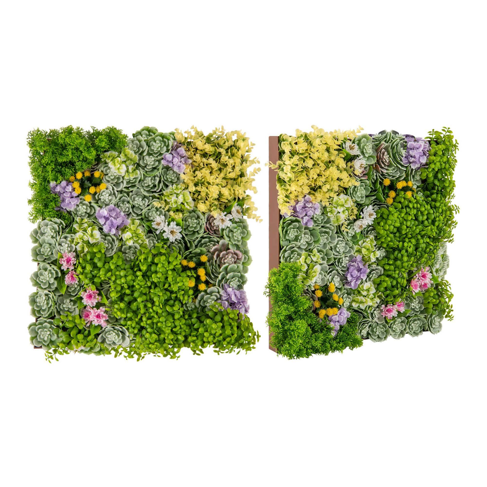 Alt View 9. Costway - Costway 2 Pack 20" x 20" 3D Hanging Succulents Square Framed Artificial Foliage Wall Art - Green & Brown.