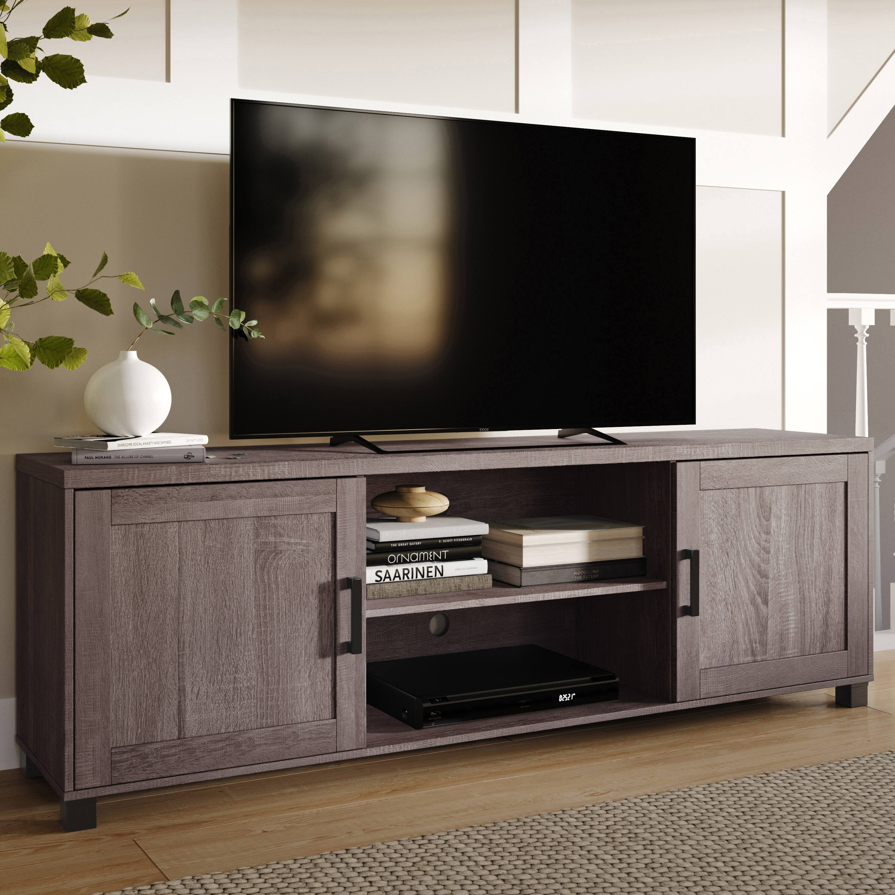 Alt View 32. CorLiving - CorLiving - Virlomi Collection TV Stand with Cabinets for Most TVs up to 85" - Brown.
