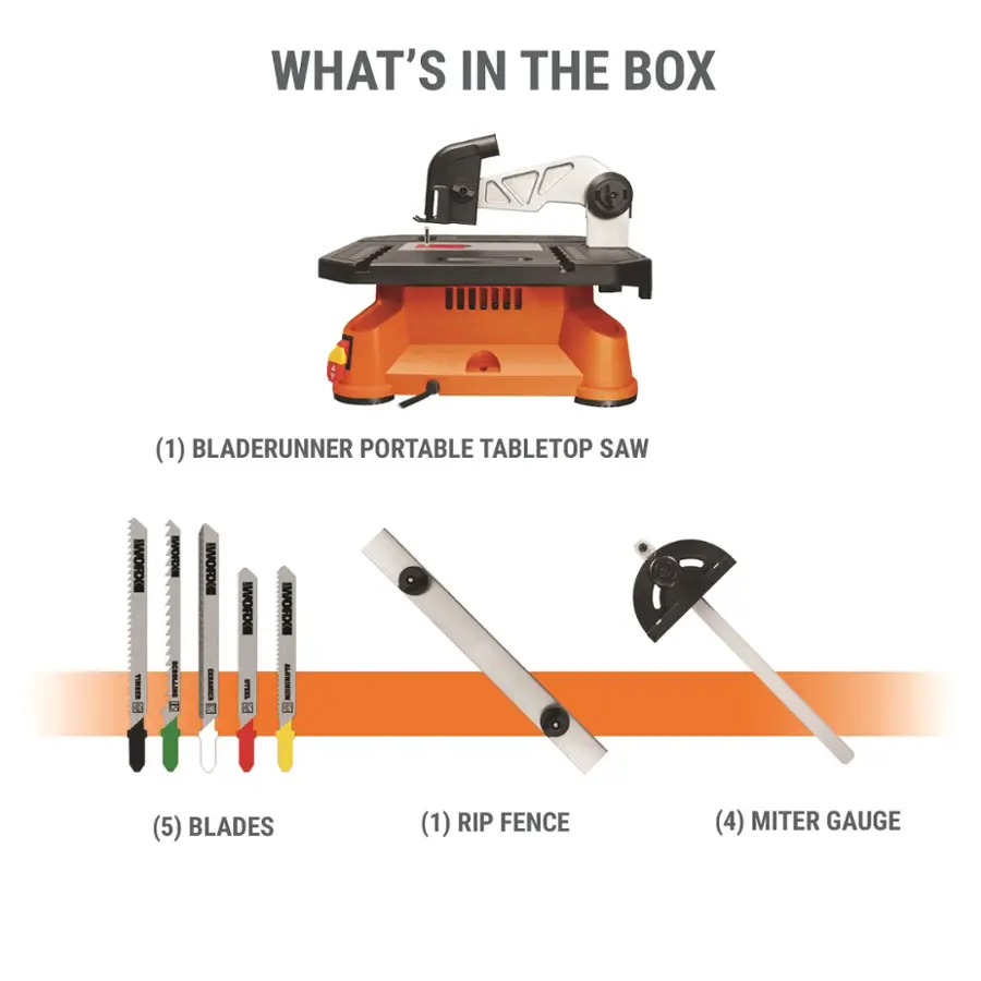 Alt View 20. WORX - 5.5 Amp BladeRunner Electric Table Top Saw - Black.