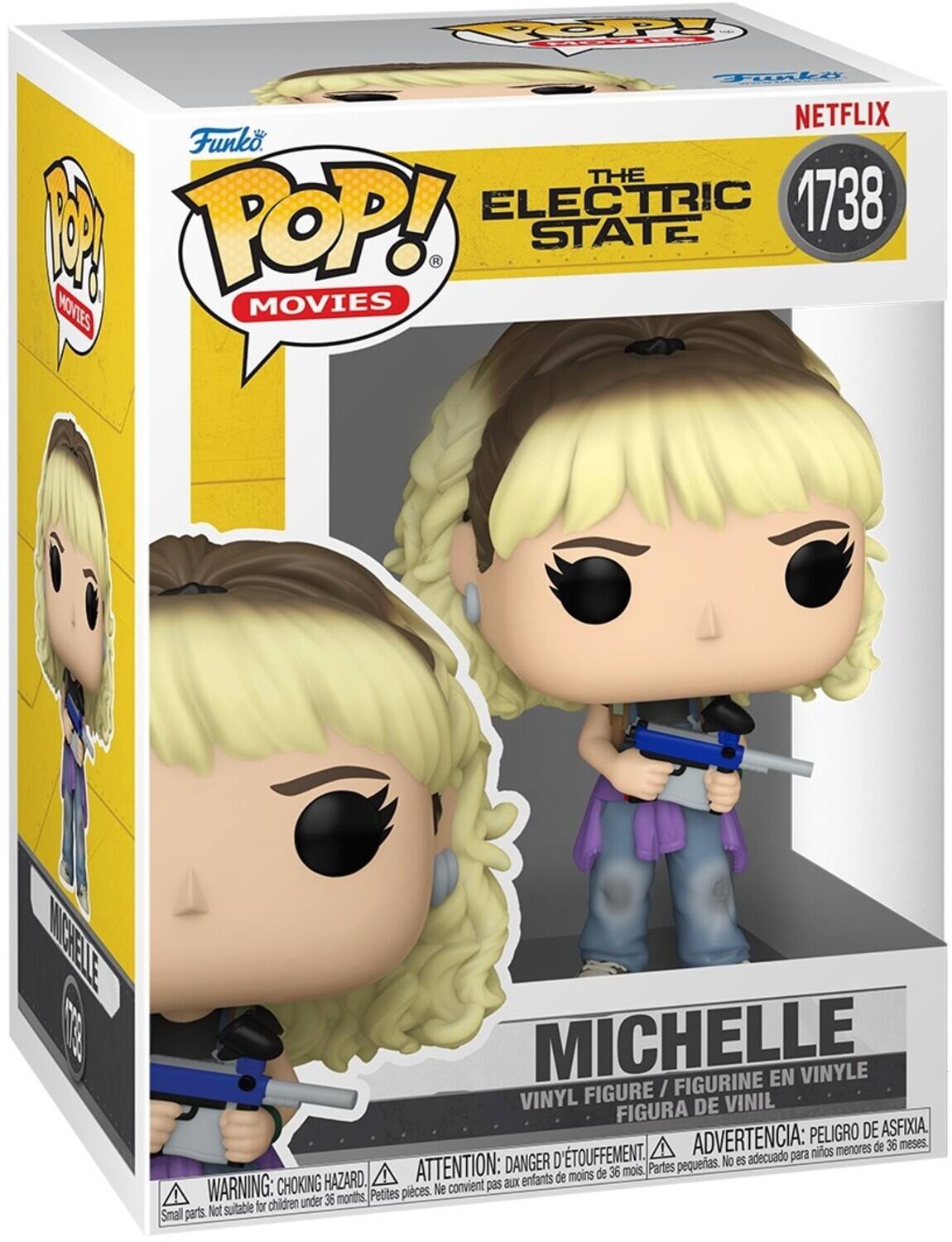Funko POP! Movies The Electric State 1738 Michelle Vinyl Figure

Warning: Choking Hazard. Small parts. Not suitable for children under 36 months. Petite pièces. Ne convient pas aux enfants de moins de 36 mois. Partes pequeñas. No es adecuado para niños menores de 36 meses. Peligro de asfixia. Danger d'étouffement. Attention: aux enfants de moins de 36 mois.