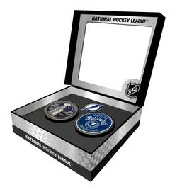 Mustang Drinkware - Tampa Bay Lightning Stanley Cup Retro Puck & 3D Cup Puck Gift Box Set - Multicolor