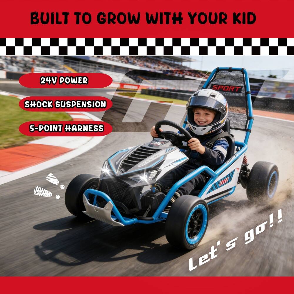 BUILT TO GROW WITH YOUR KID

24V POWER
SHOCK SUSPENSION
5-POINT HARNESS

Let's go!!