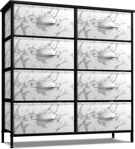 Sorbus - 8 Drawers Dresser- Storage Unit with Steel Frame, Wood Top, Fabric Bins - for Bedroom, Closet, Office, and more - Marble white