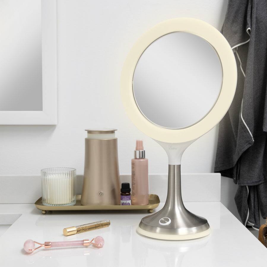 Alt View 5. Zadro - Mood Therapy LED Lighted Makeup Mirror with 8X/1X Magnifications & Touch Controls - White.