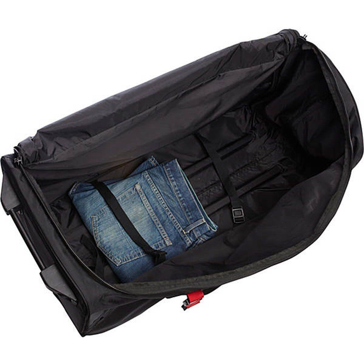 Back. A.Saks - A.Saks 31" Lightweight Rolling Trolley Duffel with Wheels - Black/Red.