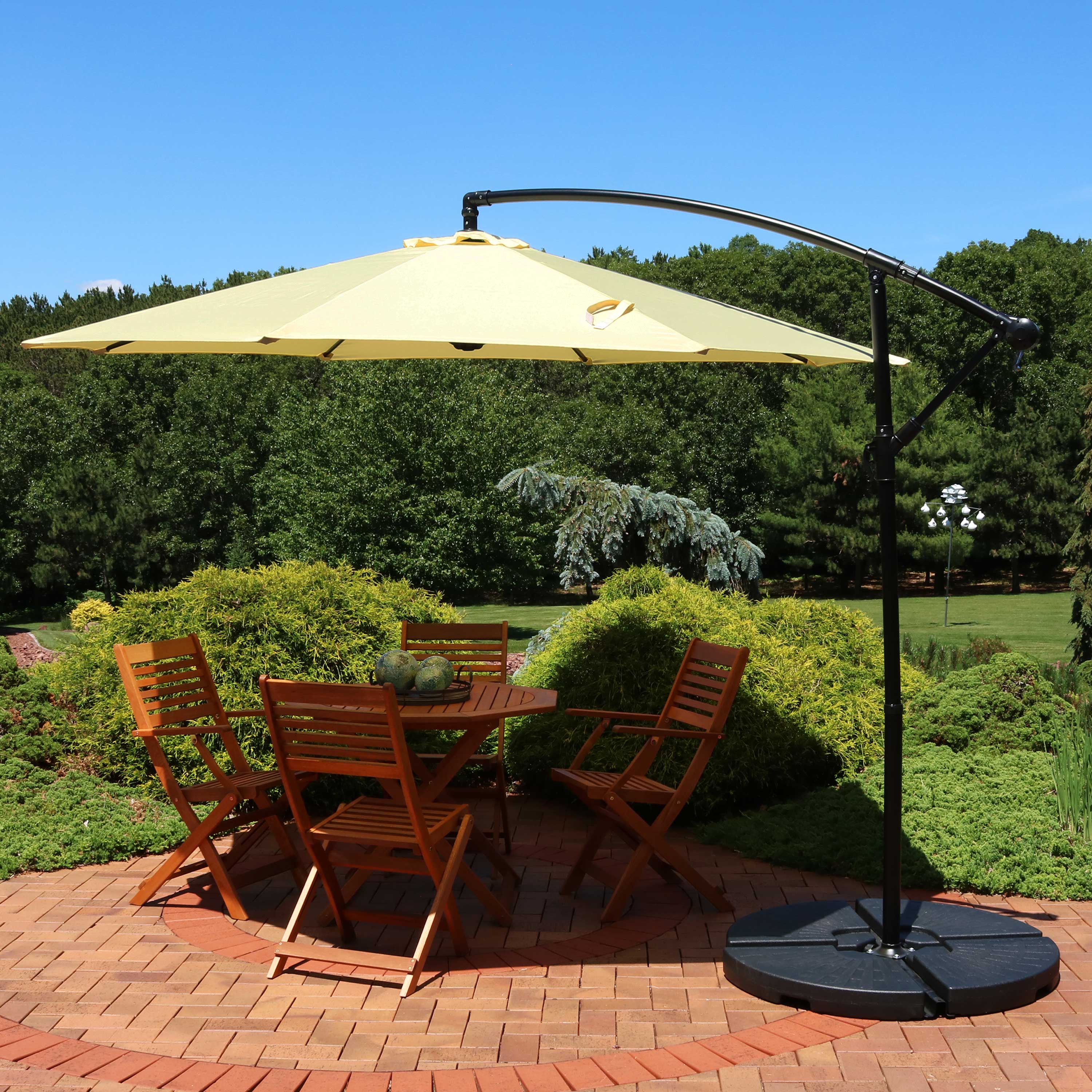 Alt View 3. Sunnydaze - 9.5 ft Cantilever Offset Patio Umbrella with Crank - Pale Buttercup.