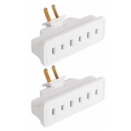Home Collection - 2 Pack Swivel 3-Outlet Wall Plug Tap Indoor Power Adapter - White