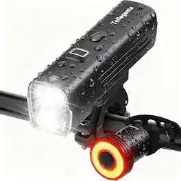 RTMB - Super Bright USB-C Bike Light Set, LED Headlight & Taillight, Waterproof - Black