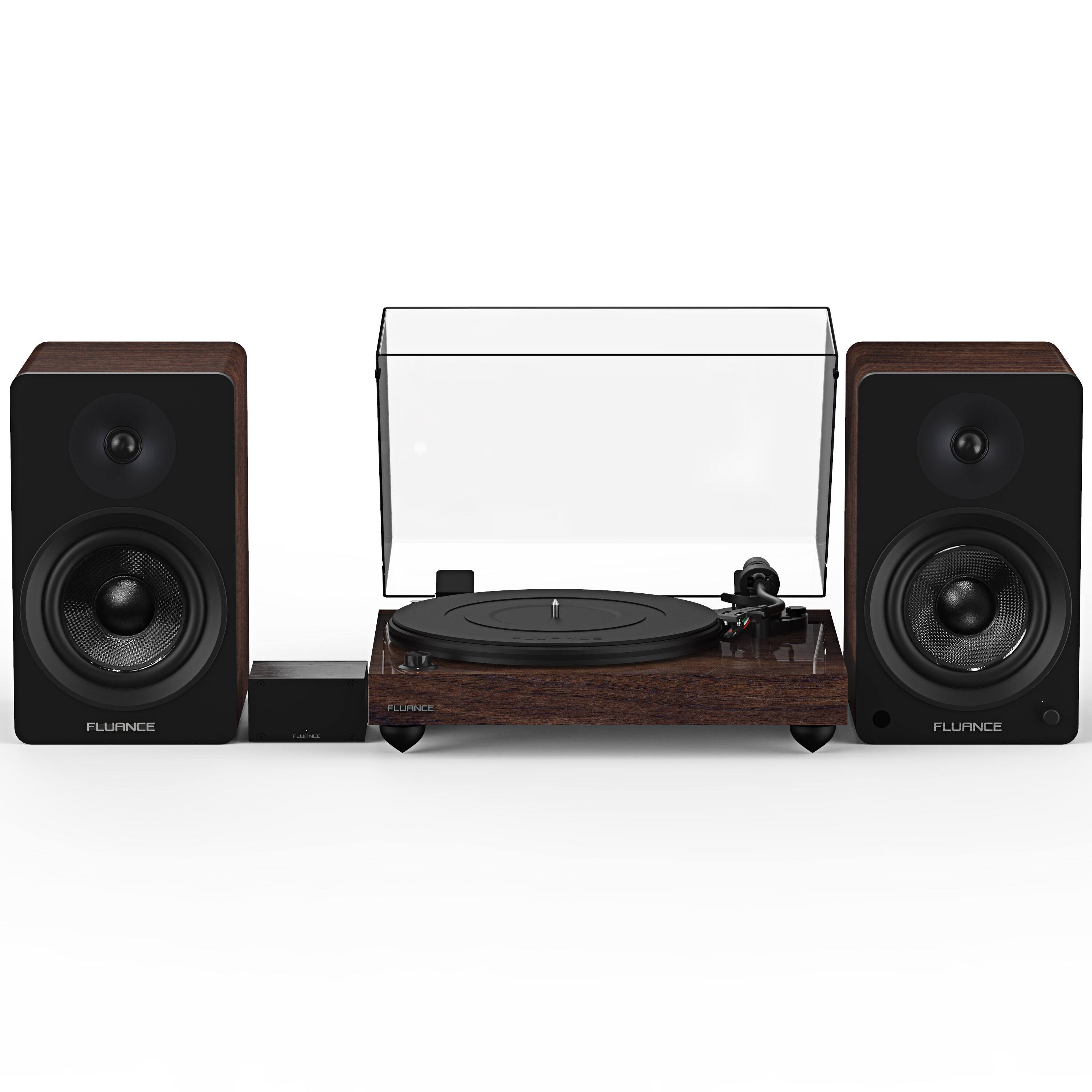Fluance - RT82 Reference High Fidelity Vinyl Turntable, PA10 Phono Preamp and Ai61 Powered 6.5" Stereo Bookshelf Speakers - Natural Walnut