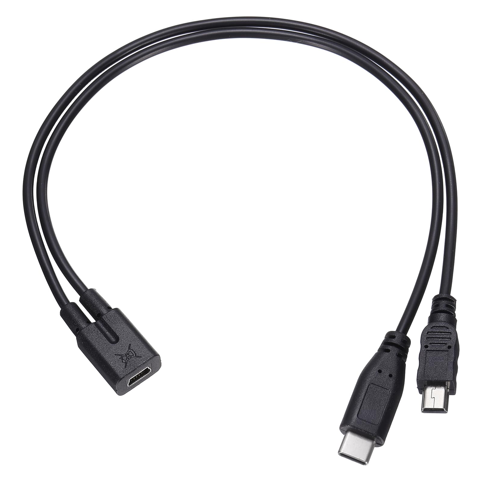 Unique Bargains - Mini USB Female to Type C and Mini USB Male 2-in-1 11.8" Adapter Cable - Black