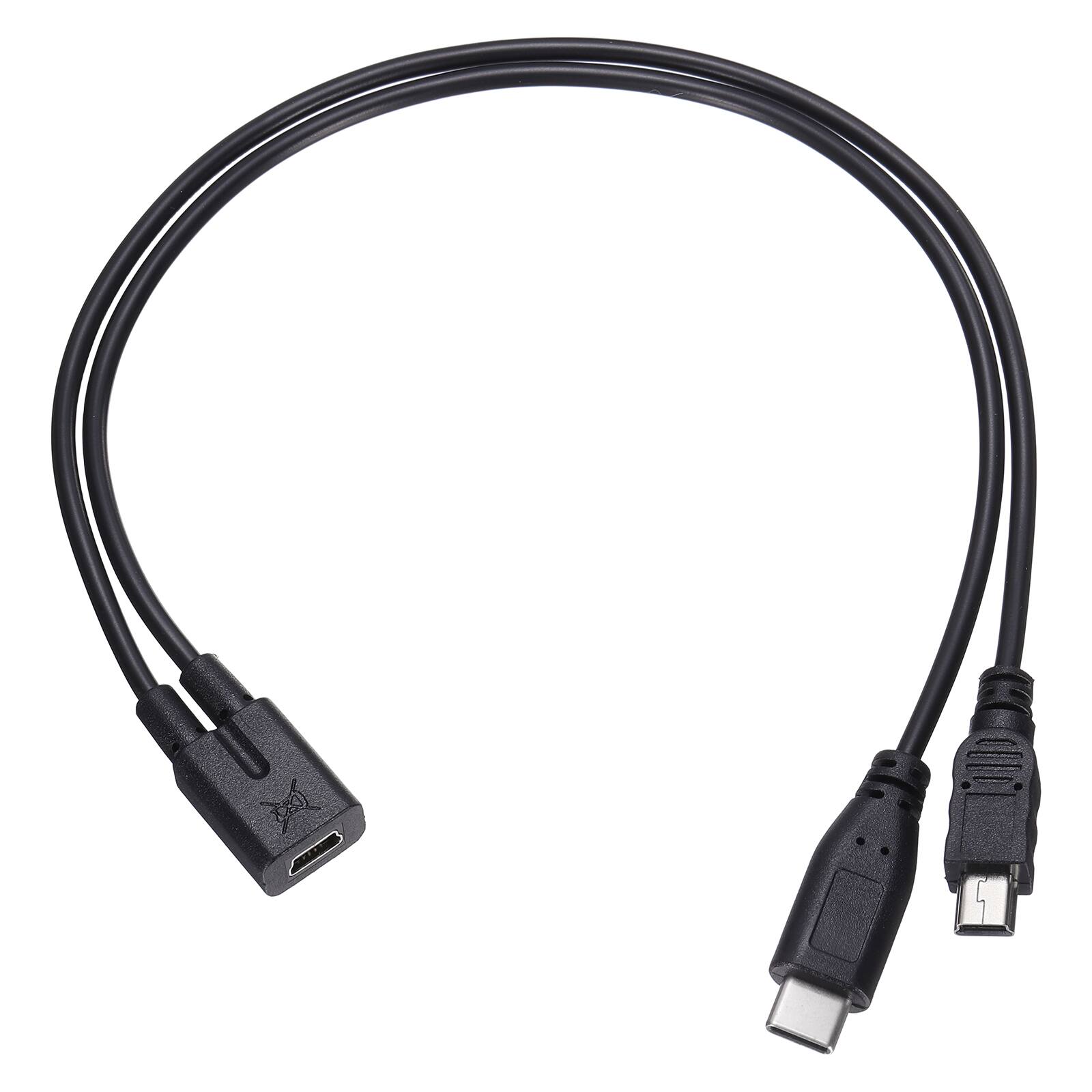 Front. Unique Bargains - Mini USB Female to Type C and Mini USB Male 2-in-1 11.8" Adapter Cable - Black.