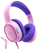 Tronsmart - Wired Headphones with 85/93dB Safe Volume, Foldable Adjustable Stereo Tangle-Free 3.5mm Jack Wired Cord On-Ear Headset - Violet Pink - Front_Zoom