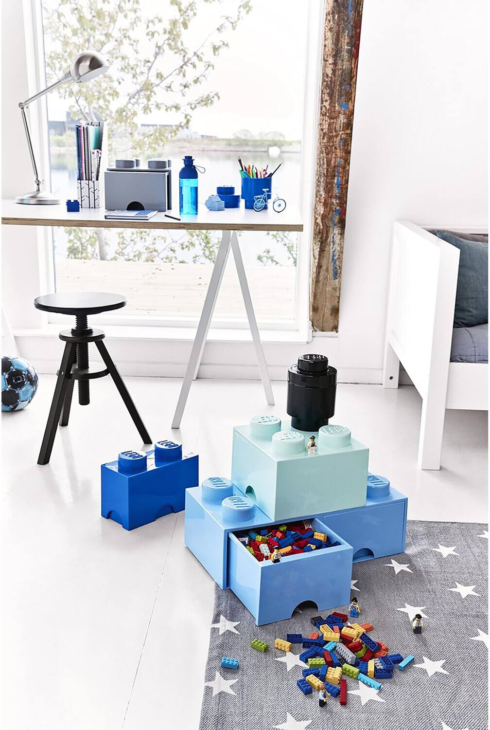 Alt View 1. Room Copenhagen - LEGO Stackable Storage Brick with 2 Drawers and 8 Knobs, Black   - COLLECTIBLES - Multicolor.