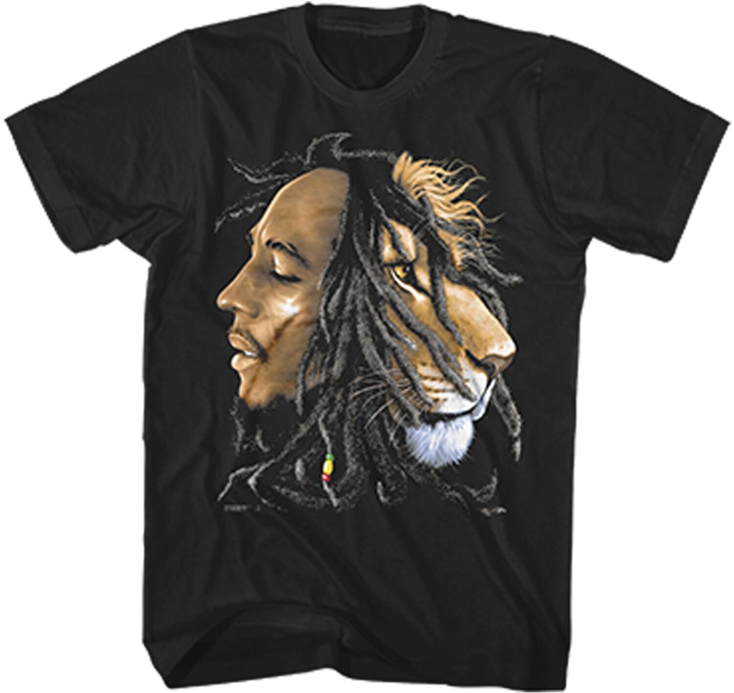 Front. PopMarket - Bob Marley - Bob Marley - Profile With Lion T-Shirt - 2XL Black BM1201-2X   - APPAREL - Multicolor.