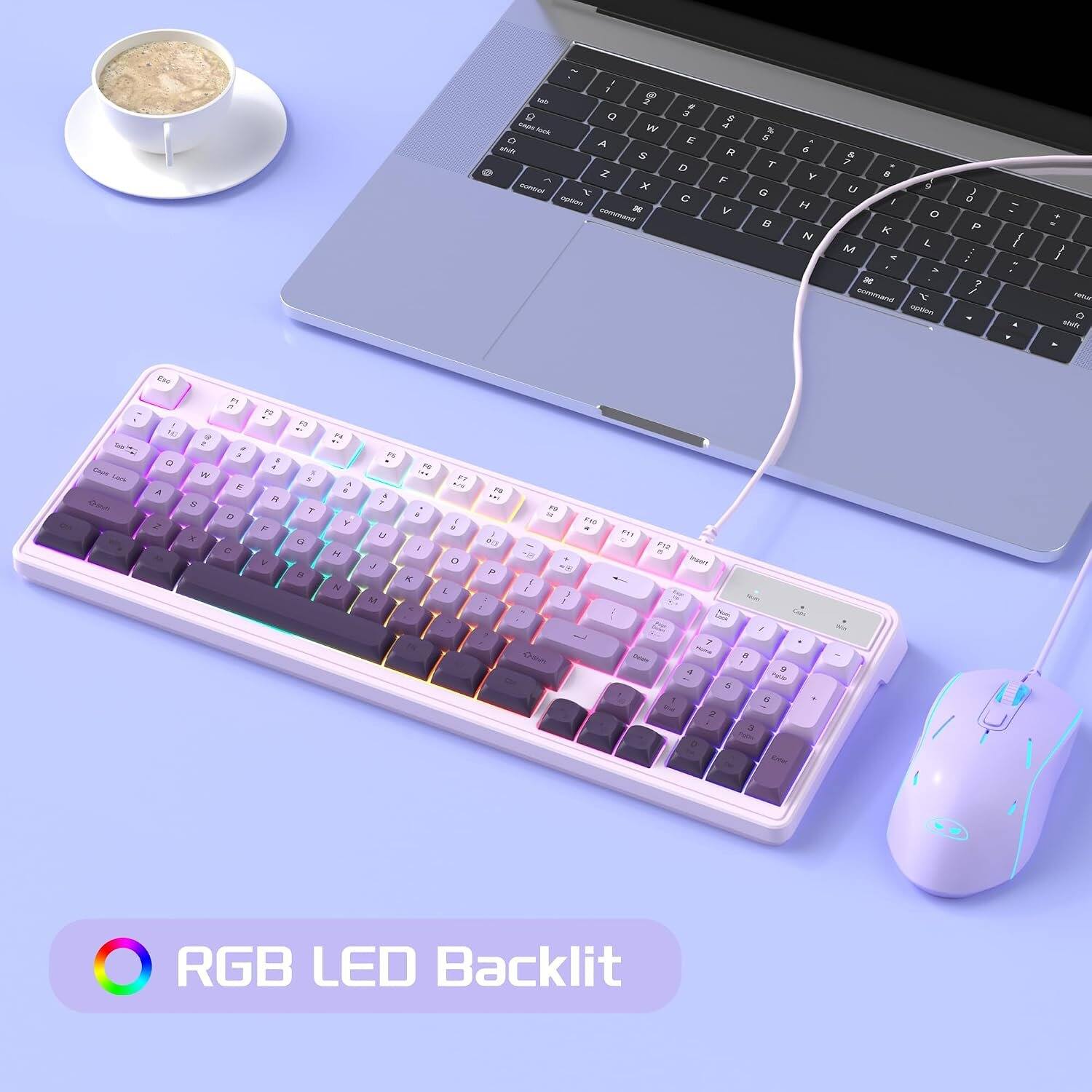 1 3 Talla @2 Q Q Caps love W A thits S Z a komanco X c option x command

# 3 E D C
$ 4 R F V
% 5 T G 8
6 Y H N
& 7 8 U 9 I o K M L < v x command x option
) 0 P ? /
retur. 0 sticia
A 1 Cape Luck One
NO a = a W A 8 Z x
F1 n 2 2 E D C
F2 5 4  F V
F3 - : 2 T G 
F4 .. 5  Y H N
1% F4 14M & , 5 U : 3  M
F3 LIFE I 5 o L
Fa TALK 1 93 P 1 :
- 1 1
Pa u F10 .  or 3 :
F11 
F12 
Insent
1
4
I 7 8 1 9 Papp 5  2 3
+
We
RGB LED Backlit