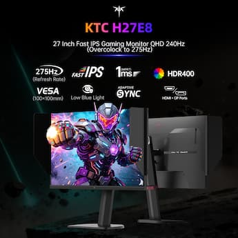 KTC H27E8 27 inch QHD Fast IPS Gaming Monitor, 240Hz (275Hz OC KTC H27E8 27 inch QHD Fast IPS Gaming Monitor, 240Hz (275Hz OC