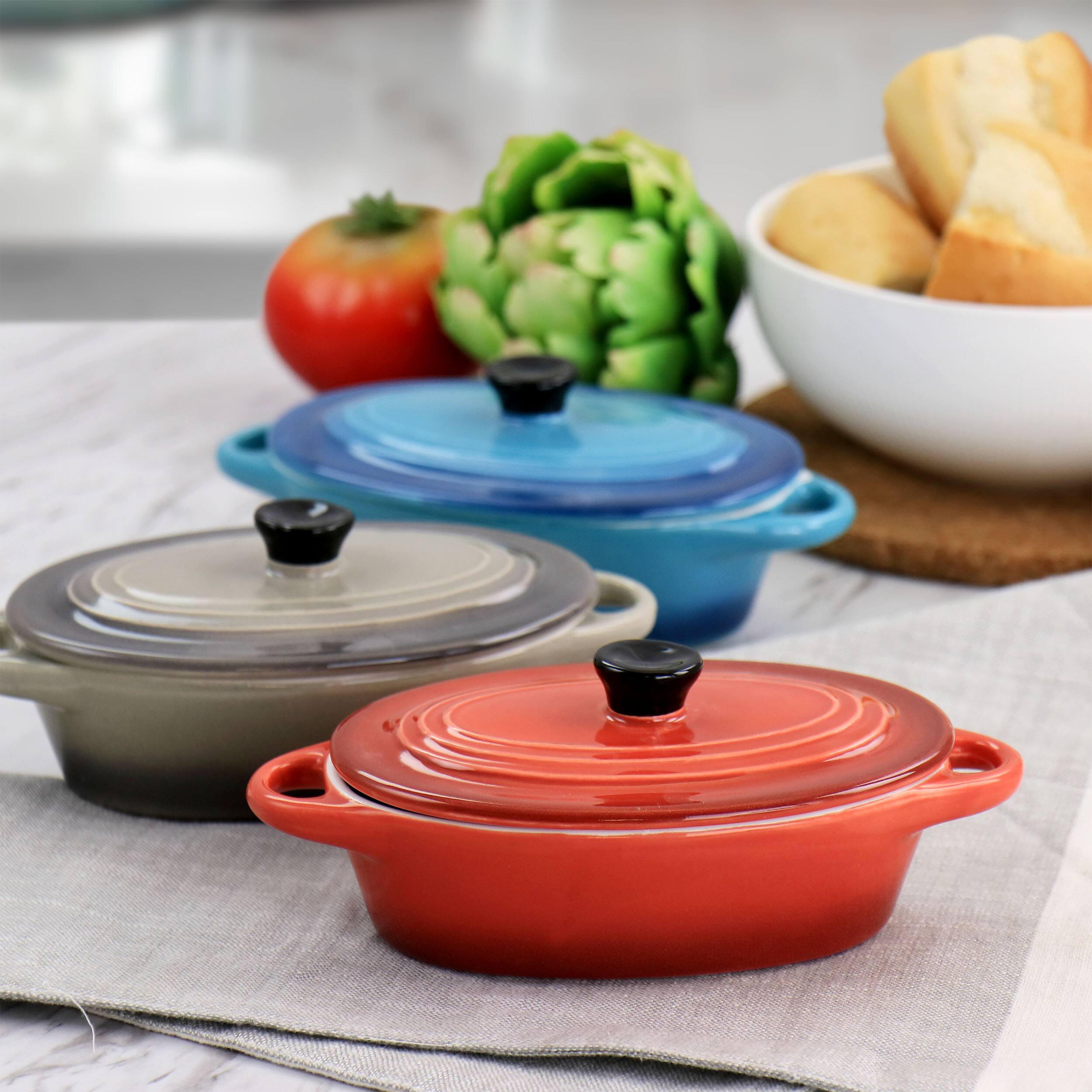 Alt View 6. Crock-Pot - Crockpot Wexford 3 Piece 6.7oz Stoneware Mini Oval Casserole Set in Assorted Colors - Assorted.