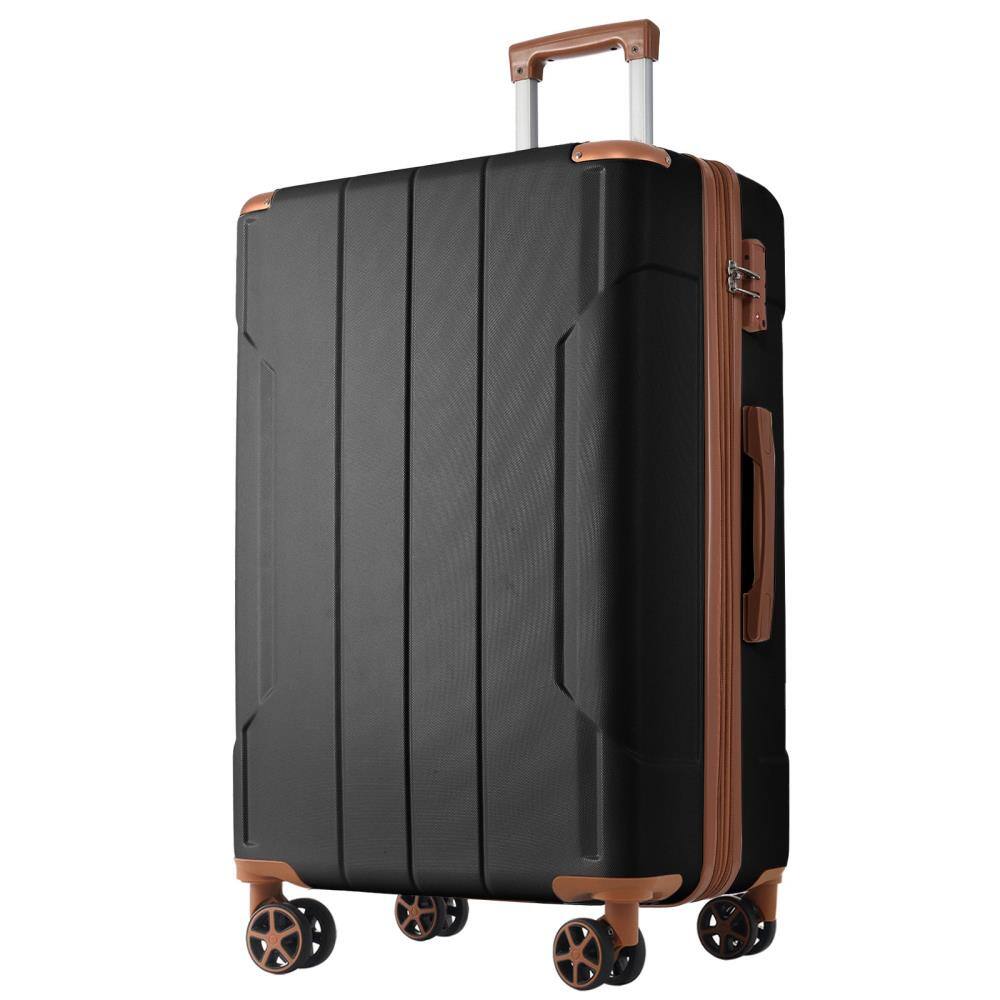 Front. BreeBe - Hardshell Luggage, Lightweight Durable ABS Suitcases with Double Wheels, Expandable 28-inch Checked Luggage 28 - Black Brown.