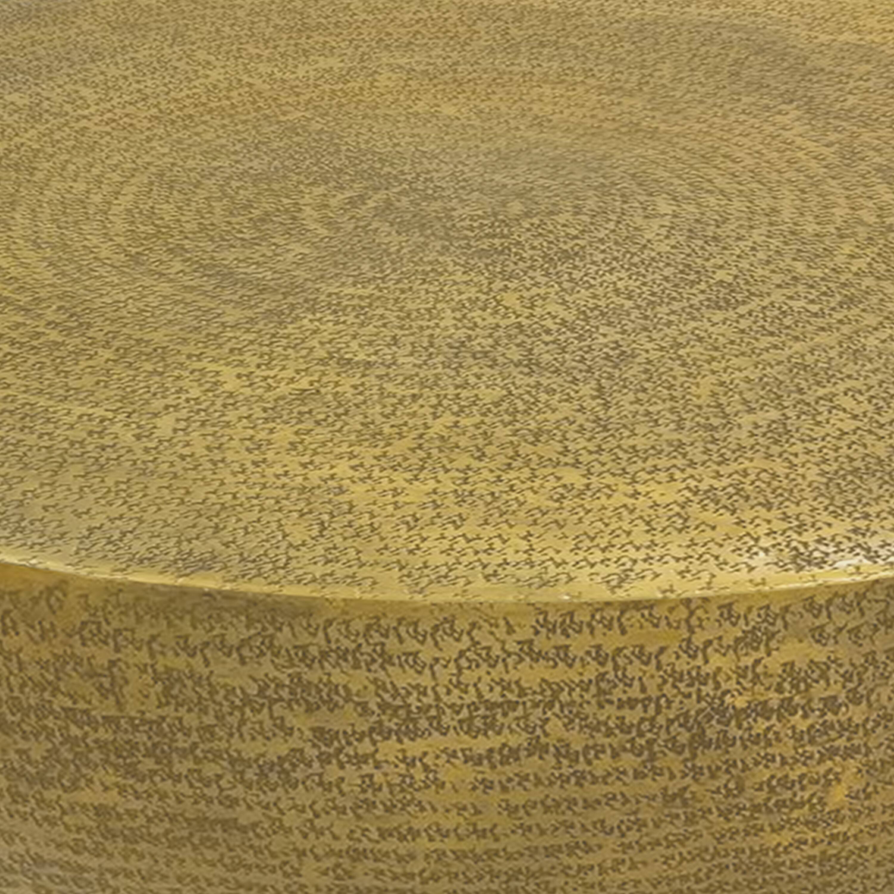 Alt View 3. Manhattan Lane - Terminus Coffee Table, 36 Inch Round Bowl Base with Hand Etched Texture, Antique Brass - Brass.