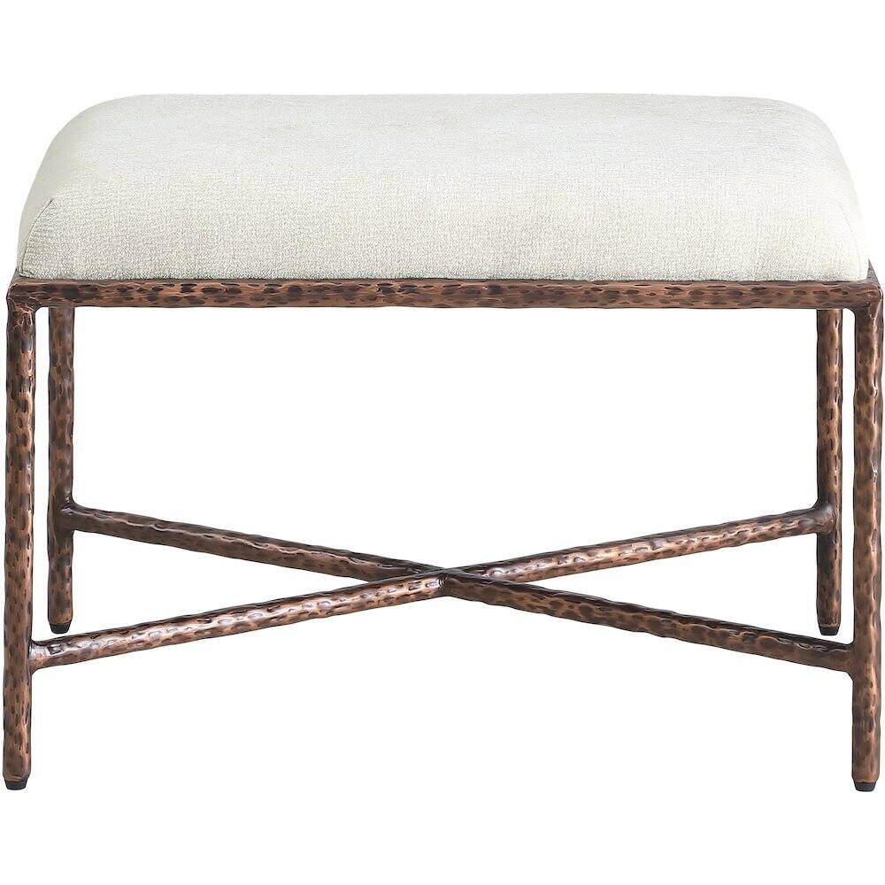 Alt View 2. Meridian Furniture - Valley Cream Chenille Fabric Bench - Beige.