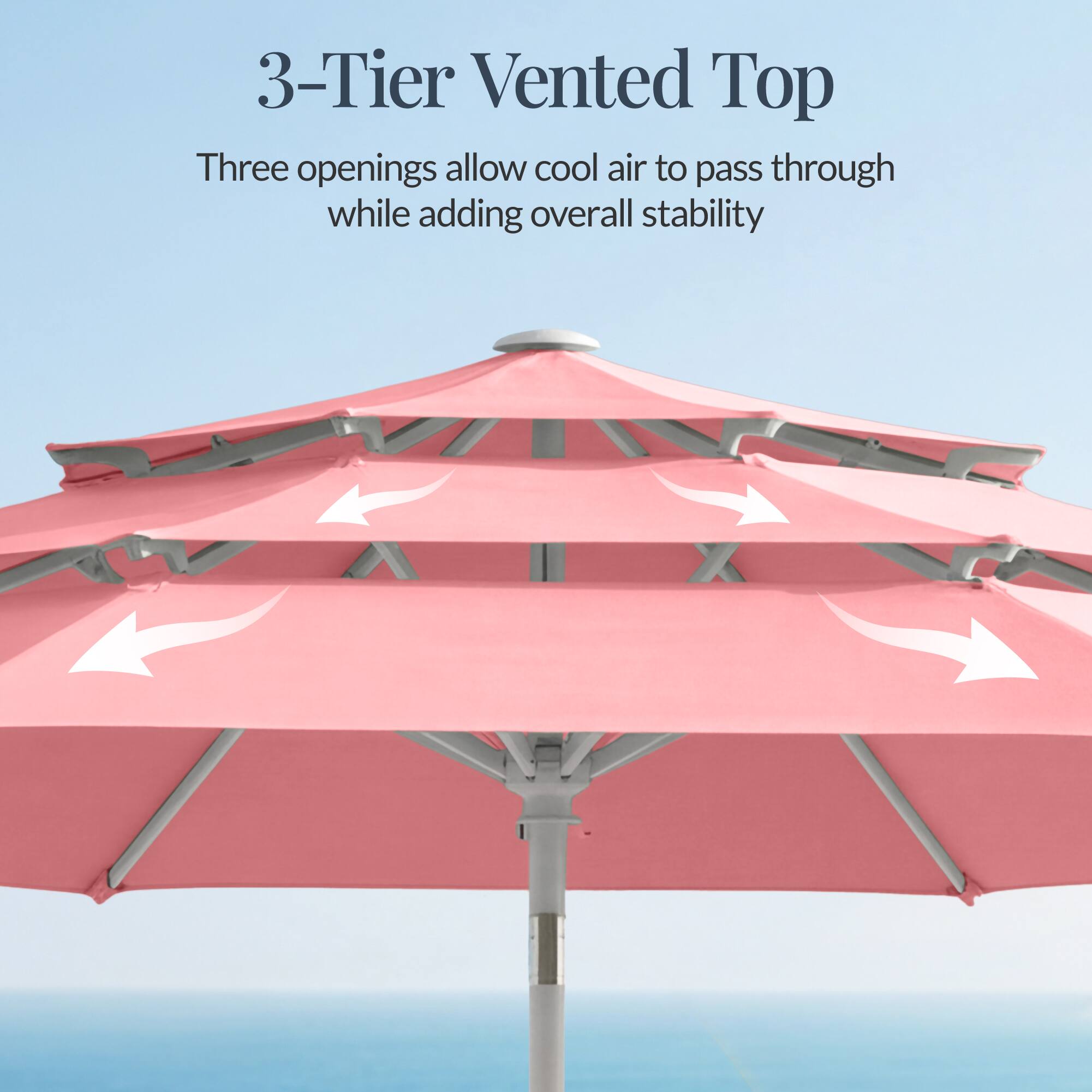 3-Tier Vented Top

Three openings allow cool air to pass through while adding overall stability